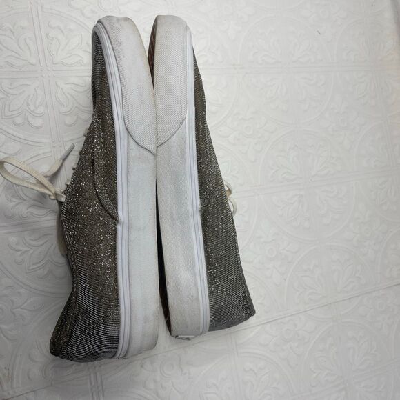 Vans Silver Gold Glitter Shimmer Lace Up Low Top Casual Sneakers Shoes Size 8 - Picture 3 of 7